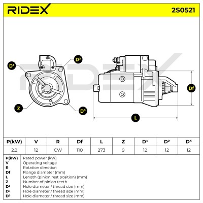Anlasser RIDEX 2S0521 2S0521 - foto 6