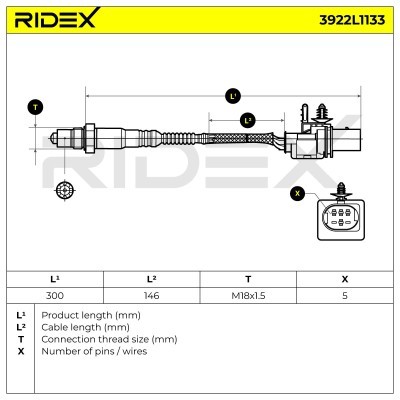 Lambdasonde RIDEX 3922L1133 3922L1133 - foto 7