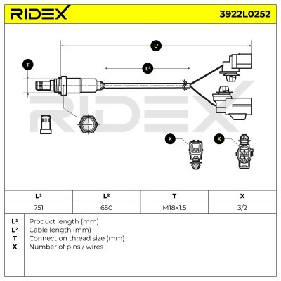 Lambdasonde RIDEX 3922L0252 3922L0252 - foto 7