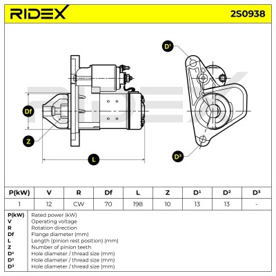 Anlasser RIDEX 2S0938 2S0938 - foto 7