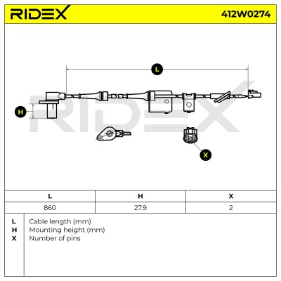 ABS Sensor RIDEX 412W0274 412W0274 - foto 7