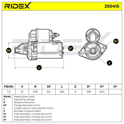 Anlasser RIDEX 2S0415 2S0415 - foto 7