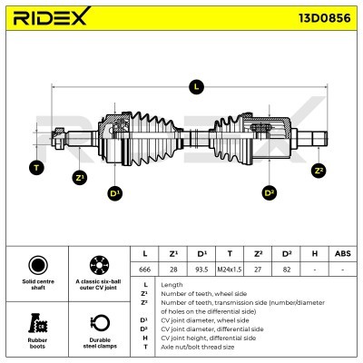 Antriebswelle RIDEX 13D0856 13D0856 - foto 6