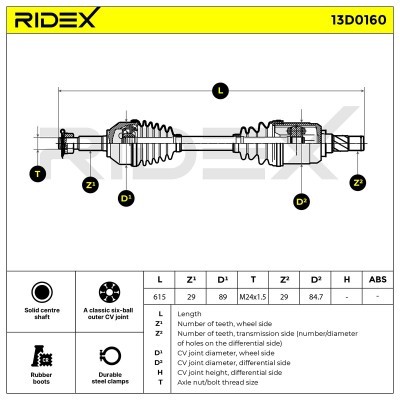 Antriebswelle RIDEX 13D0160 13D0160 - foto 4