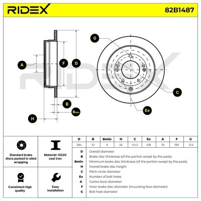Bremsscheibe RIDEX 82B1487 82B1487 - foto 5