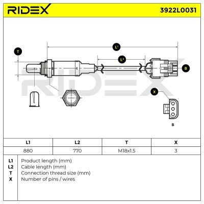 Lambdasonde RIDEX 3922L0031 3922L0031 - foto 7