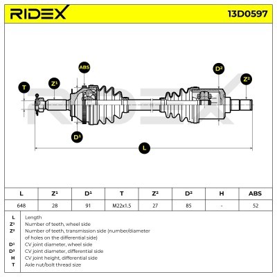 Antriebswelle RIDEX 13D0597 13D0597 - foto 7