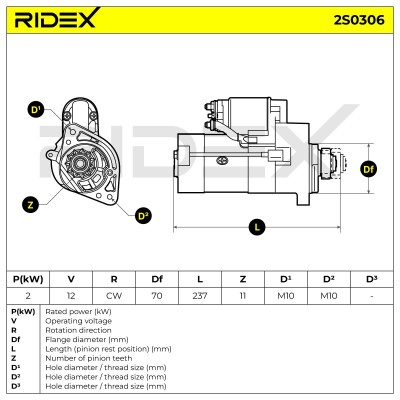 Anlasser RIDEX 2S0306 2S0306 - foto 6