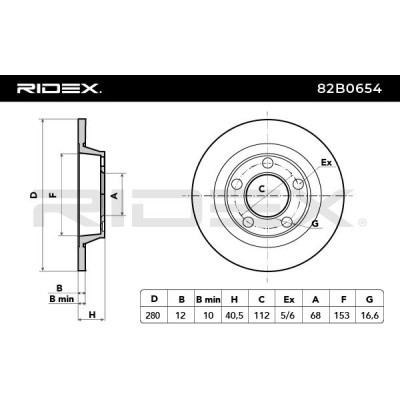 Bremsscheibe RIDEX 82B0654 82B0654 - foto 8