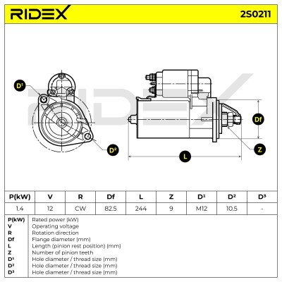 Anlasser RIDEX 2S0211 2S0211 - foto 8
