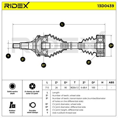 Antriebswelle RIDEX 13D0439 13D0439 - foto 6