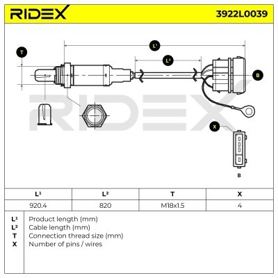 Lambdasonde RIDEX 3922L0039 3922L0039 - foto 4