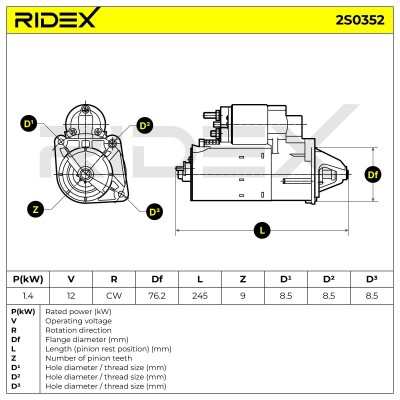 Anlasser RIDEX 2S0352 2S0352 - foto 7