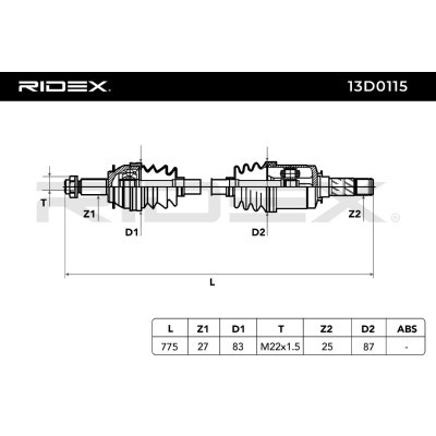 Antriebswelle RIDEX 13D0115 13D0115 - foto 5