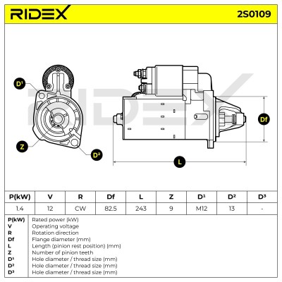 Anlasser RIDEX 2S0109 2S0109 - foto 7