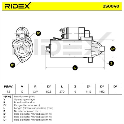 Anlasser RIDEX 2S0040 2S0040 - foto 9