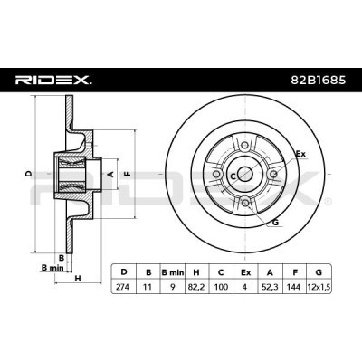 Bremsscheibe RIDEX 82B1685 82B1685 - foto 5