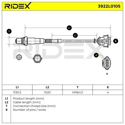Lambdasonde RIDEX 3922L0105 3922L0105 - foto 6