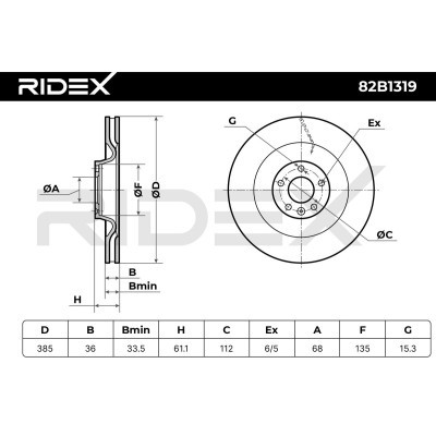 Bremsscheibe RIDEX 82B1319 82B1319 - foto 6