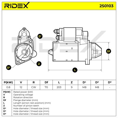 Anlasser RIDEX 2S0103 2S0103 - foto 6