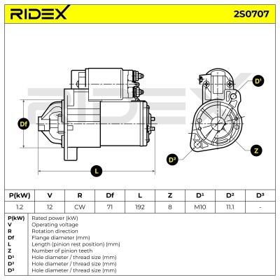 Anlasser RIDEX 2S0707 2S0707 - foto 7