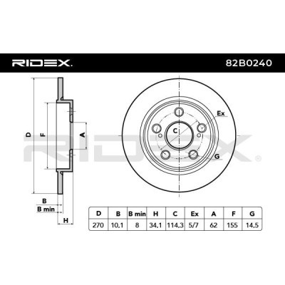 Bremsscheibe RIDEX 82B0240 82B0240 - foto 3