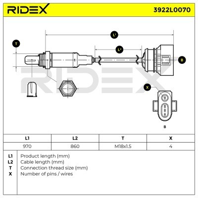 Lambdasonde RIDEX 3922L0070 3922L0070 - foto 6