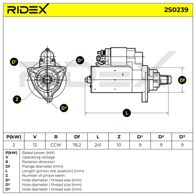 Anlasser RIDEX 2S0239 2S0239 - foto 8