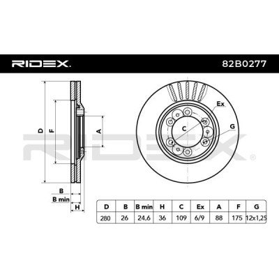 Bremsscheibe RIDEX 82B0277 82B0277 - foto 6