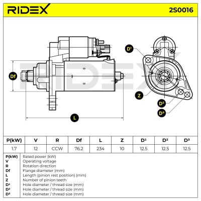 Anlasser RIDEX 2S0016 2S0016 - foto 6