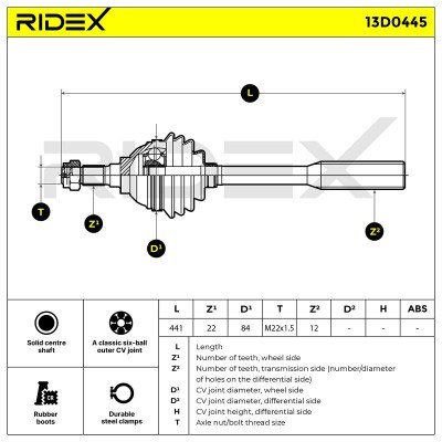 Antriebswelle RIDEX 13D0445 13D0445 - foto 6