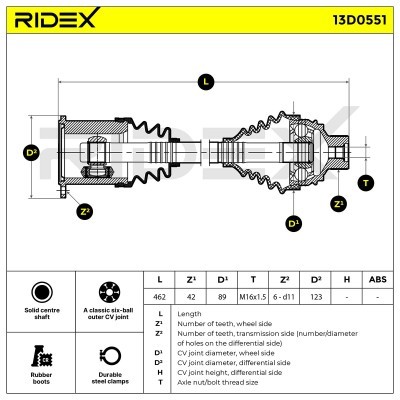 Antriebswelle RIDEX 13D0551 13D0551 - foto 7
