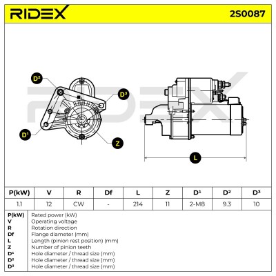Anlasser RIDEX 2S0087 2S0087 - foto 7