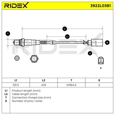 Lambdasonde RIDEX 3922L0381 3922L0381 - foto 6