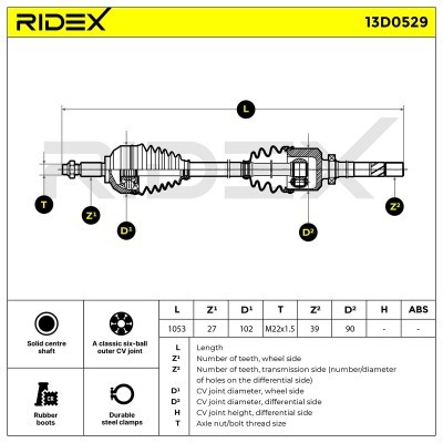 Antriebswelle RIDEX 13D0529 13D0529 - foto 6