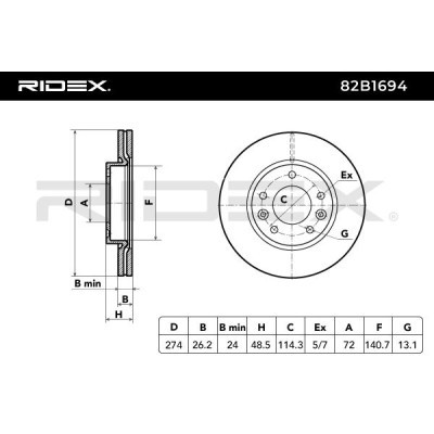 Bremsscheibe RIDEX 82B1694 82B1694 - foto 7