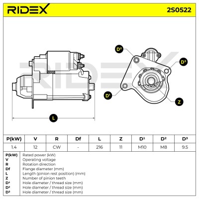 Anlasser RIDEX 2S0522 2S0522 - foto 8