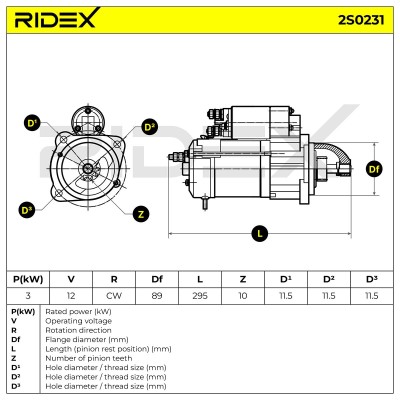 Anlasser RIDEX 2S0231 2S0231 - foto 7