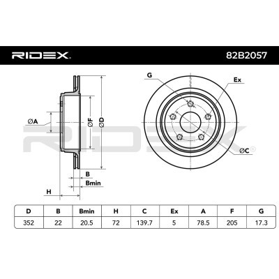 Bremsscheibe RIDEX 82B2057 82B2057 - foto 7