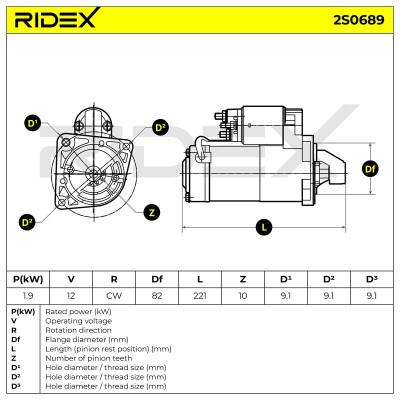 Anlasser RIDEX 2S0689 2S0689 - foto 7