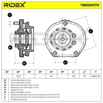 Stoßdämpferkissen Vorderachse RIDEX 1180S0070 1180S0070 - foto 6