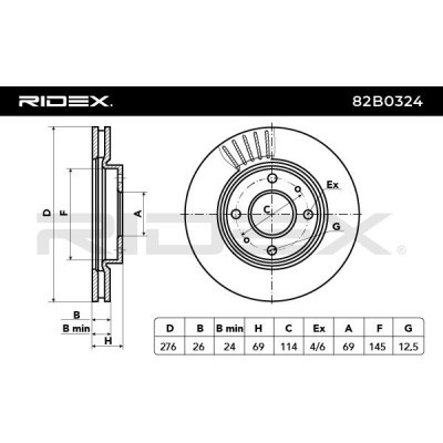 Bremsscheibe RIDEX 82B0324 82B0324 - foto 3