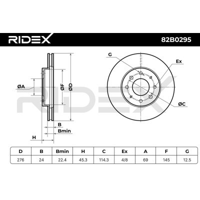 Bremsscheibe RIDEX 82B0295 82B0295 - foto 9