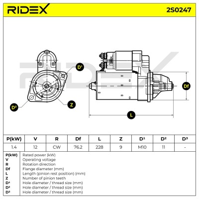 Anlasser RIDEX 2S0247 2S0247 - foto 7