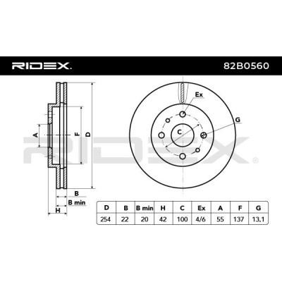Bremsscheibe RIDEX 82B0560 82B0560 - foto 6