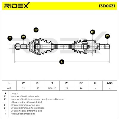 Antriebswelle RIDEX 13D0631 13D0631 - foto 7