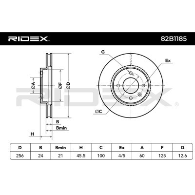 Bremsscheibe RIDEX 82B1185 82B1185 - foto 7