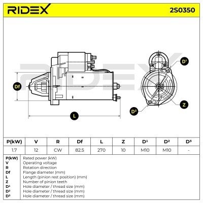 Anlasser RIDEX 2S0350 2S0350 - foto 7