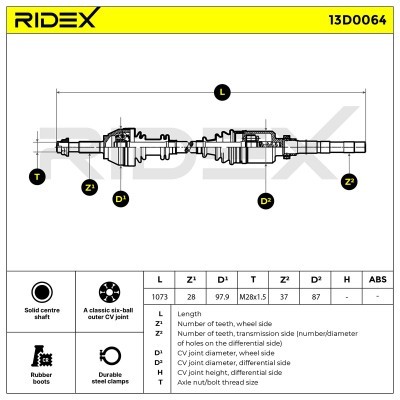 Antriebswelle RIDEX 13D0064 13D0064 - foto 6