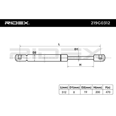 Gasfeder, Koffer-/Laderaum RIDEX 219G0312 219G0312 - foto 3
